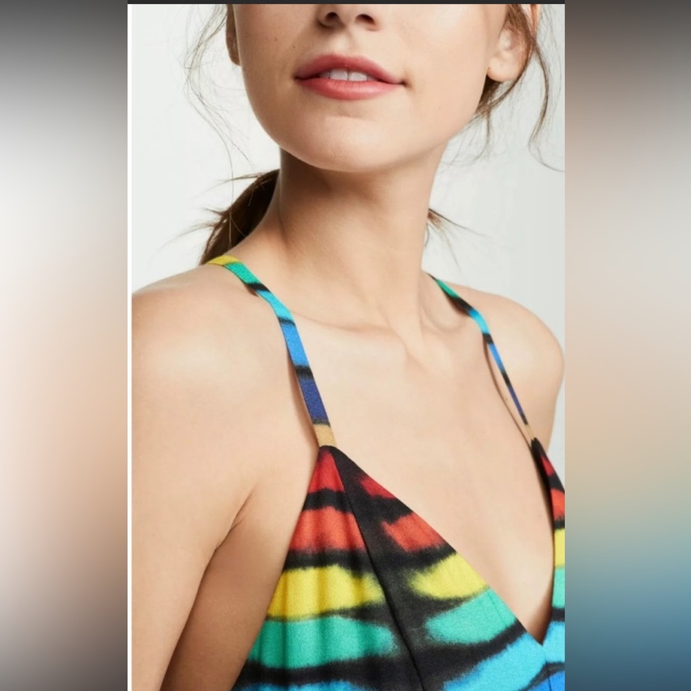 NWT. Alice + Olivia Alves Rainbow Tie-Dye Cross Cross Dress. NWT. - Picture 7 of 15